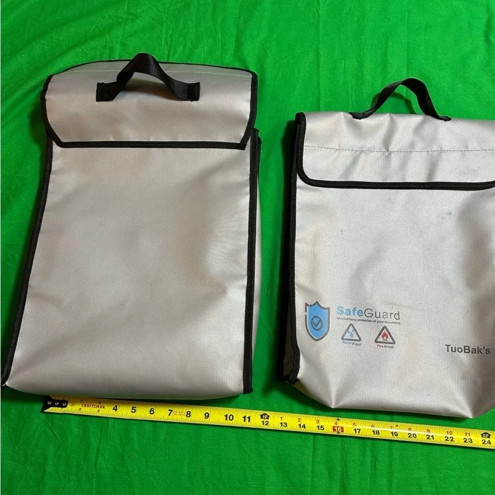 Fireproof Document Bag Waterproof 15.8 x 12.6 x 2.5 Inch Heat Insulated set of 2